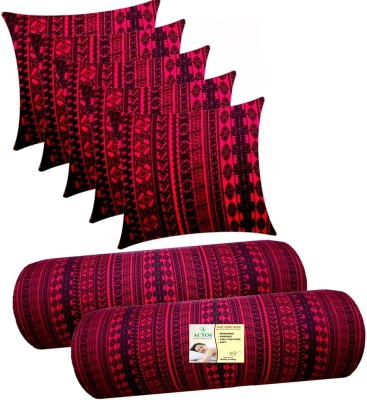 ACTOS Microfibre Geometric Bolster Pack of 7(Maroon)