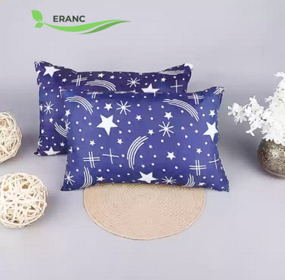ERANC LUXURY Cotton Solid Sleeping Pillow Pack of 2(Blue)