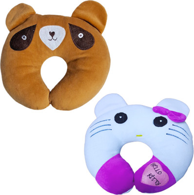 Joynap Polyester Fibre Toons & Characters Baby Pillow Pack of 2(Brown, Light Blue)