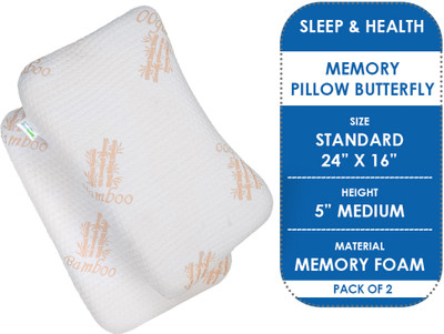 sleepandhealth Memory Foam Series Memory Foam Geometric Orthopaedic Pillow Pack of 2(White)