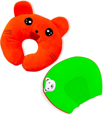Ducudu Cotton, Mustard Seeds Baby Pillow Pack of 1 Animals(Orange - Green)