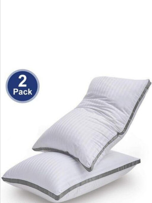 PILLOWALA Polyester Fibre Sleeping Pillow Pack of 2 Stripes(White)
