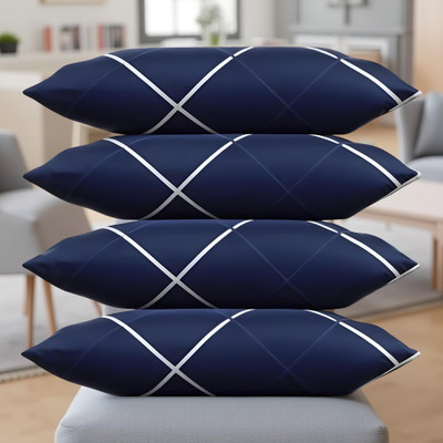 B2BED LUXURY Polyester Fibre Abstract Sleeping Pillow Pack of 4(Blue)