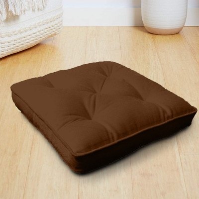 Ashu creation AC_Brown_Yoga_Pad_18x18 H24 Microfibre Solid Sleeping Pillow Pack of 2(Brown)