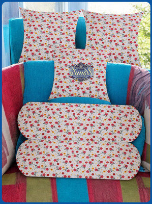 Urmila Creation Microfibre Bolster Pack of 5 Floral Combo Set of 3 Cushion And 2(Multicolor)