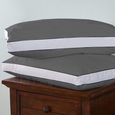 CRAZY WORLD Microfibre Sleeping Pillow Pack of 2 Solid Luxury gusset pillow(Grey)