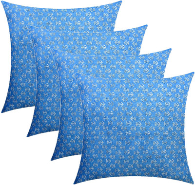 GKM Microfibre Floral Cushion Pack of 4(Light Blue)