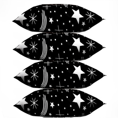 TWIROX LUXURY Microfibre Abstract, Solid Sleeping Pillow Pack of 4(Black)
