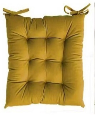 SIYA TEXTILES Cotton Solid Chair Pad Pack of 1(Yellow)