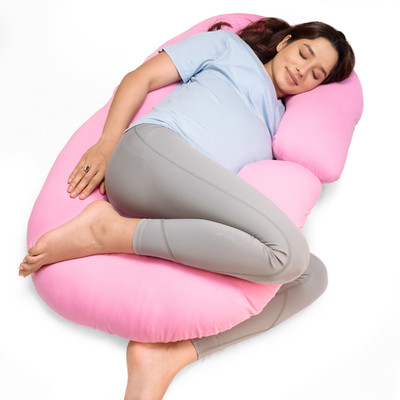 LuvLap Polyester Fibre Solid Pregnancy Pillow Pack of 1(Deep Pink)