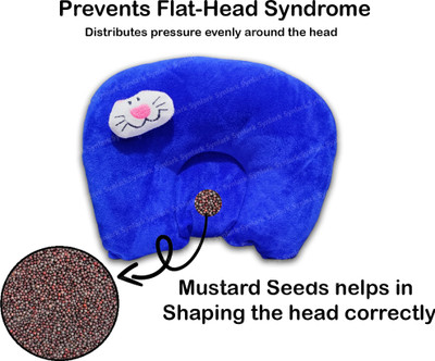 BabeDesk Mustard Seeds Toons & Characters Baby Pillow Pack of 1(Royal-Blue)