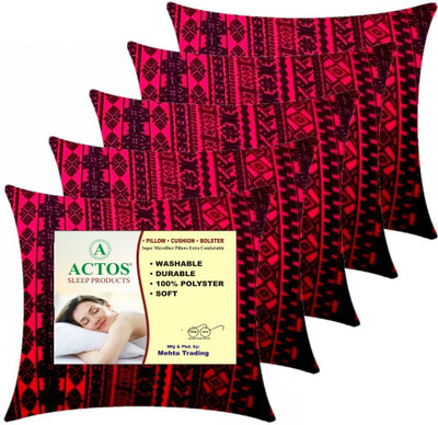 ACTOS Microfibre Geometric Cushion Pack of 5(Maroon, Black)