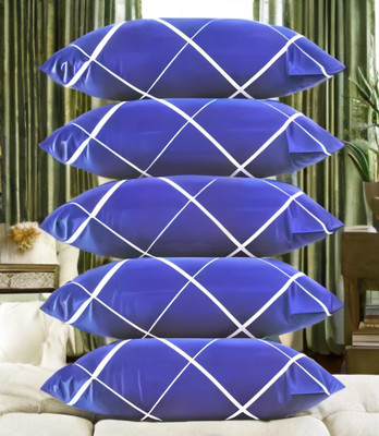 LIPONOS LUXURY Polyester Fibre Solid Sleeping Pillow Pack of 5(Blue)