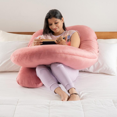 Mojo J Shaped Pregnancy Pillow for Pregnant Women Microfibre Solid Pregnancy Pillow Pack of 1(Camel)