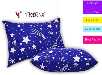 TWIROX LUXURY Polyester Fibre Abstract Sleeping Pillow Pack of 2(Blue)