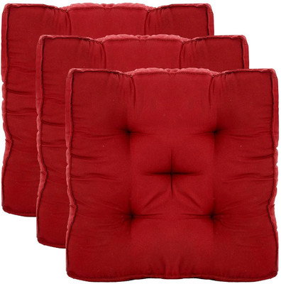 AlertEra Chairpad Microfibre Solid Chair Pad Pack of 3(Red)