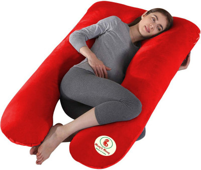 Mom's Moon Premium Ultar Soft U Shaped Microfibre Solid Pregnancy Pillow Pack of 1(Red)