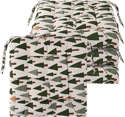 KUBER INDUSTRIES Microfibre Abstract Chair Pad Pack of 4(Green)