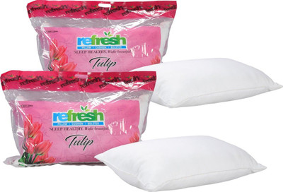 Refresh Microfibre Sleeping Pillow Pack of 2 Solid Premium Fabric Covering For Enhanced Feel(White)