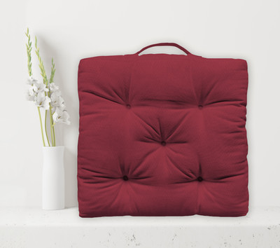 OASIS Cotton Solid Floor Cushion Pack of 1(Maroon)