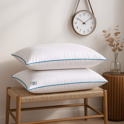 THE WOOD WHITE INDIA Extra soft Basic White well Sleep Pillow in 16 x 24 Inches Microfibre Solid Sleeping Pillow Pack of 2(White)