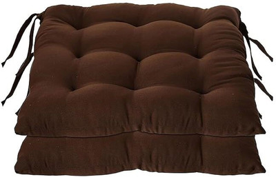 Giri Creative Store Cotton Chair Pad Pack of 2 Solid(Coffee)