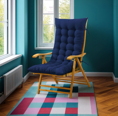 SOFT SNOOZE Microfibre Chair Pad Pack of 1 Solid Soft(Blue)