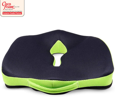 Cocofoam Coccyx Memory Foam Solid Orthopaedic Pillow Pack of 1(Black and Green)