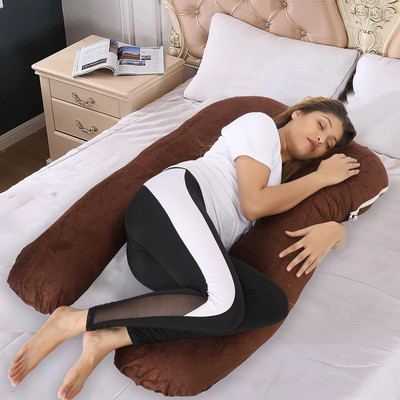 Mojo Microfibre Solid Pregnancy Pillow Pack of 1(LIGHT BROWN)