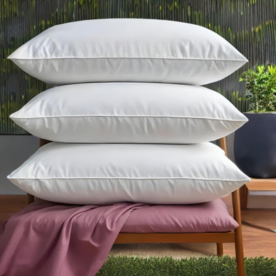 YPOLOIPO LUXURY Polyester Fibre Abstract Sleeping Pillow Pack of 3(White)