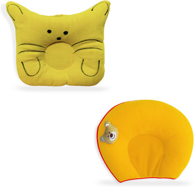 HouseOfCommon Polyester Fibre Solid Baby Pillow Pack of 2(Yellow)