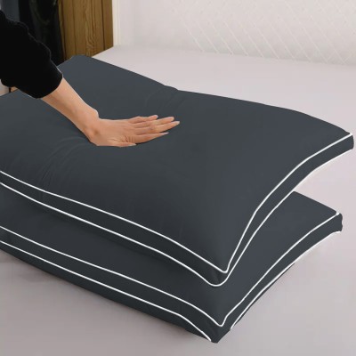 ADBENI HOME Microfibre Solid Sleeping Pillow Pack of 2(Dark Grey-White)