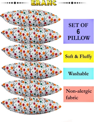 Tecsun Polyester Fibre Solid Sleeping Pillow Pack of 6(Multicolor)