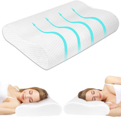 Astrapillows Memory Foam Orthopaedic Pillow Pack of 1 Floral Astra Orthopedic Cooling Gel Pillow for Neck & Shoulder Pain Relief(White)