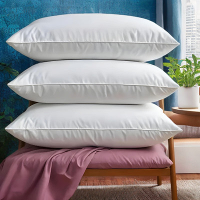 YPOLOIPO LUXURY Polyester Fibre Abstract Sleeping Pillow Pack of 3(White)