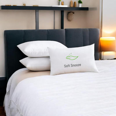 SOFT SNOOZE Soft Luxury Microfibre Solid Sleeping Pillow Pack of 3(White)