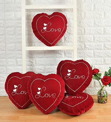 RM Handloom set of 5 Microfibre Solid Cushion Pack of 5(Wine)