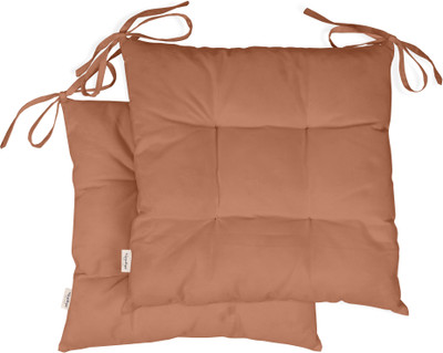 Vargottam Polyester Fibre Solid Chair Pad Pack of 2(Dusty Peach)