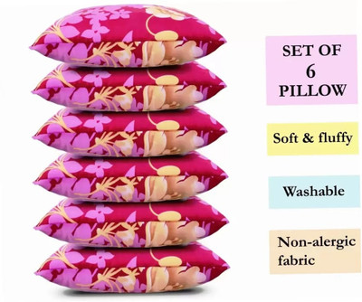 PALVIT Microfibre Abstract Sleeping Pillow Pack of 6(Gold)