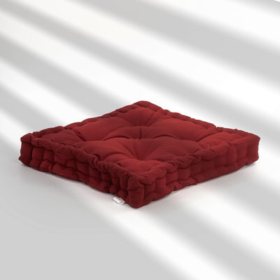 ESSAN FABRIX Premium Polyester Fibre Solid Floor Cushion Pack of 1(Cherry Red)