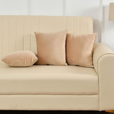 aeTHEric Velvet Cushions Cover(Pack of 3, 40 cm*40 cm, Beige)