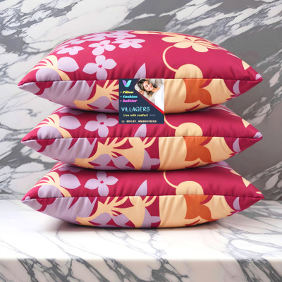NKSNIMYSTORE FLOWER Microfibre Abstract Sleeping Pillow Pack of 3(Pink)