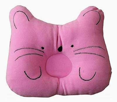BABYCOOL Cotton Baby Pillow Pack of 1 Smiley CAT DESIGN SQUARE SHAPE BABY PILLOW(Pink)
