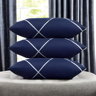 EIRINI LUXURY Microfibre Solid Sleeping Pillow Pack of 3(Blue)