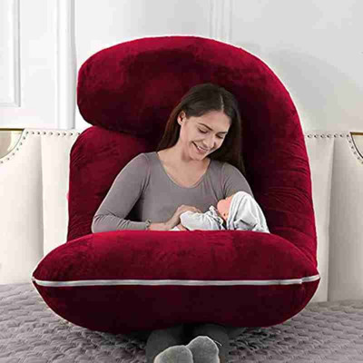 JOXMAN Pregnancy pillow Polyester Fibre Solid Pregnancy Pillow Pack of 1(Maroon)