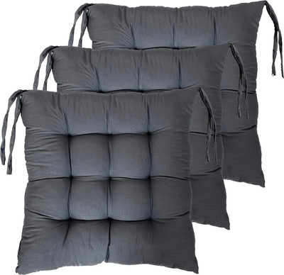Barbican Microfibre Solid Chair Pad Pack of 3(Grey)
