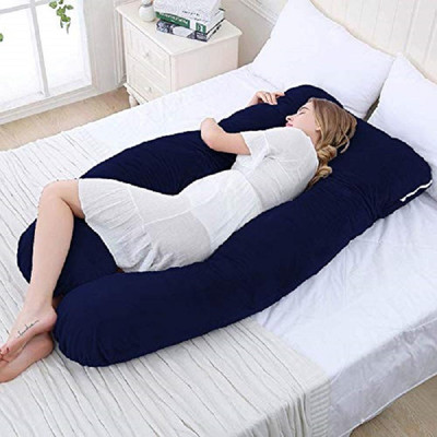 ANVANSA ultra soft u shape pregnancy pillow Microfibre, Polyester Fibre Solid Pregnancy Pillow Pack of 1(Dark Blue)