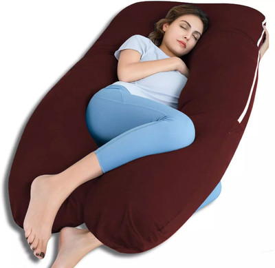 THUKRAN U Shape Polyester Fibre Solid Pregnancy Pillow Pack of 1(WINE)