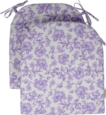 Vargottam Foam Floral Chair Pad Pack of 2(Lavender & White)