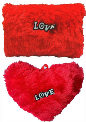 GTMP Luxury Cushion Set Polyester Fibre Solid Cushion Pack of 2(Red)